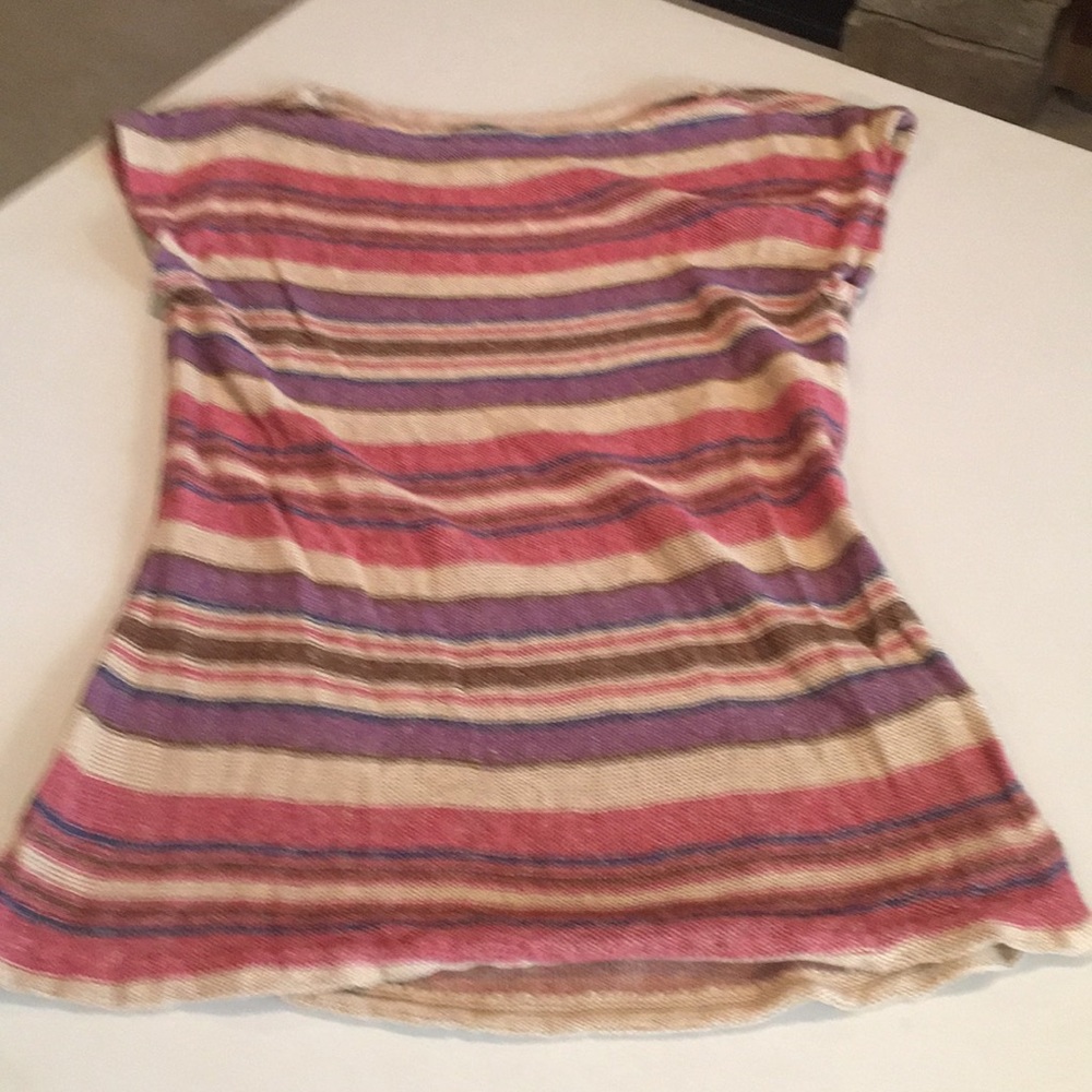 Lauren Ralph Lauren Striped Short Sleeve Top - Pink, Purple, Cream